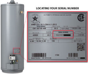 Diagram demonstration how to locate the serial number on a product.